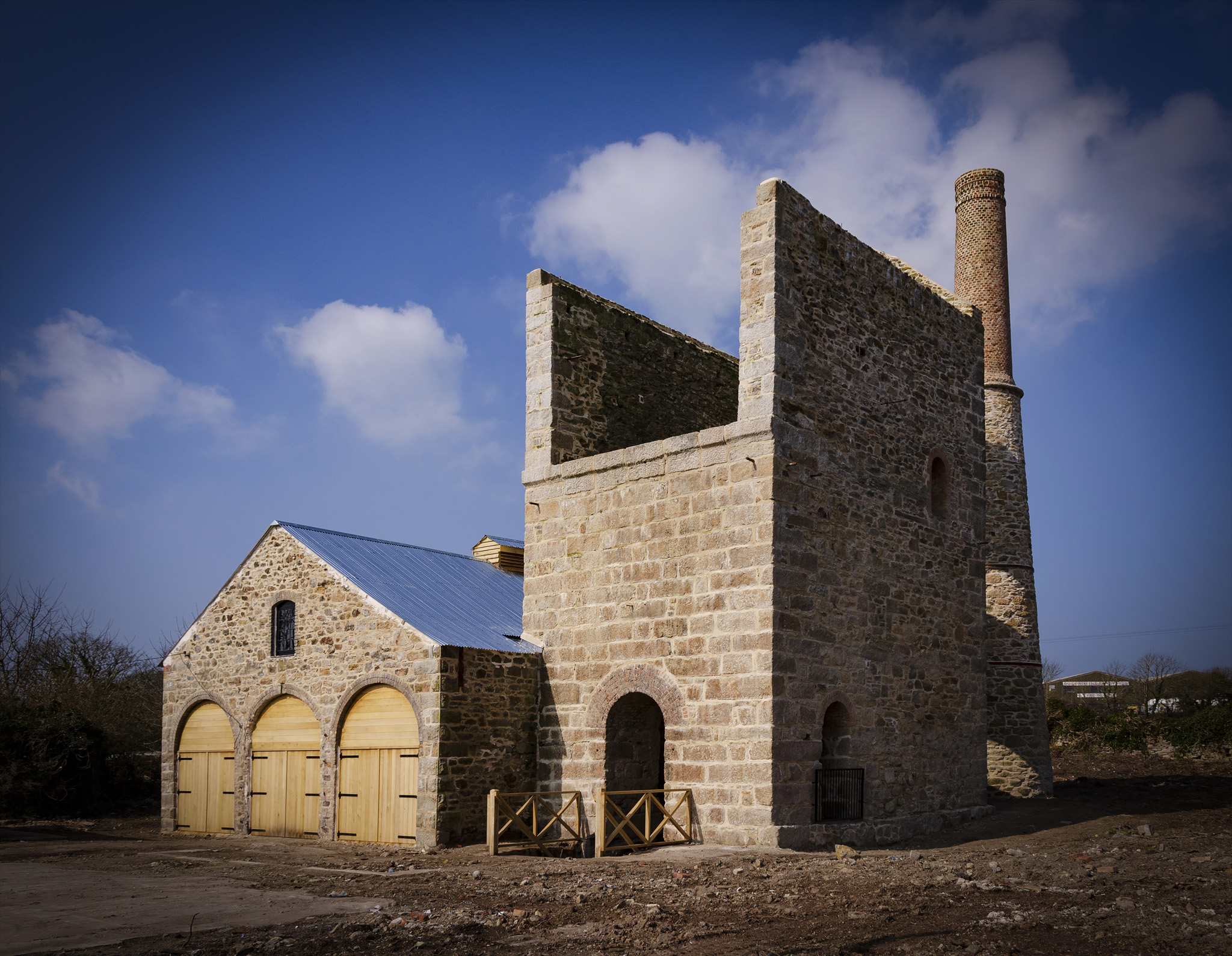 The restored pumping engine and boiler houses at Wheal Busy near Chacewater